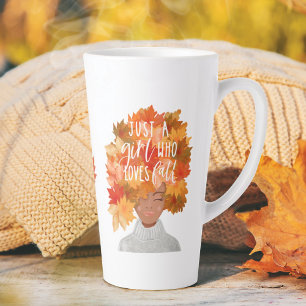 Just A Girl Who Loves Fall Watercolor Fall Beauty Latte Mug