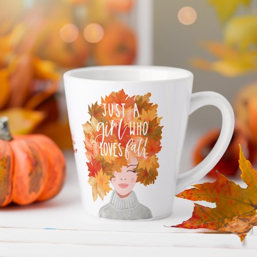 Just A Girl Who Loves Fall Watercolor Fall Beauty Latte Mug