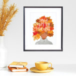 Just A Girl Who Loves Fall Watercolor Fall Beauty Poster<br><div class="desc">Are you a girl who loves fall? Then you'll love our super cute and unique fall African American beauty wall art print. The design features our original hand-painted watercolor African American beauty with the woman's hair created to look like a collage of different colored fall leaves and a wearing a...</div>