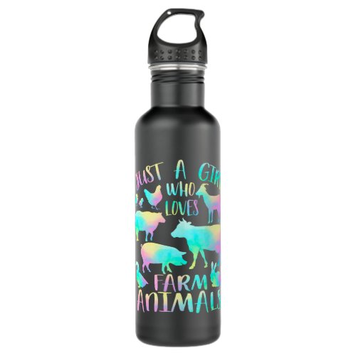 Just a Girl Who Loves Farm Animals 2Cows Pigs Goat Stainless Steel Water Bottle