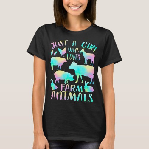 Just a Girl Who Loves Farm Animals 2Cows Pigs Goat T_Shirt
