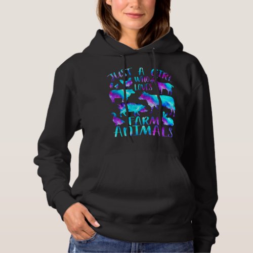 Just a Girl Who Loves Farm Animals 2Galaxy Cows Pi Hoodie