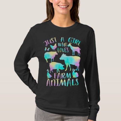 Just A Girl Who Loves Farm Animals  Cows Pigs Goat T_Shirt