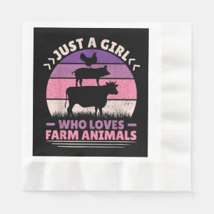 Just A Girl Who Loves Farm Animals Lover Women Far Napkins