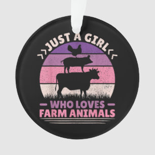 Just A Girl Who Loves Farm Animals Lover Women Far Ornament