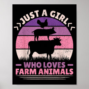 Just A Girl Who Loves Farm Animals Lover Women Far Poster