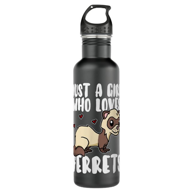 Just A Girl Who Loves Ferrets Cute Weasel Ferret C Stainless Steel Water Bottle (Front)