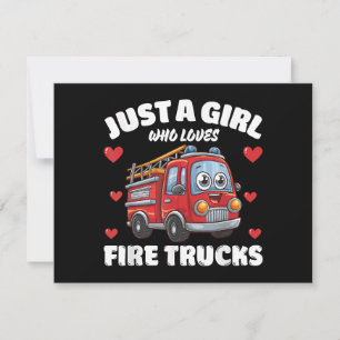 Just A Girl Who Loves Fire Trucks, Fire Truck Love Thank You Card