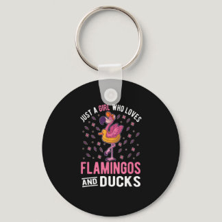 Just A Girl Who Loves Flamingos And Ducks Keychain