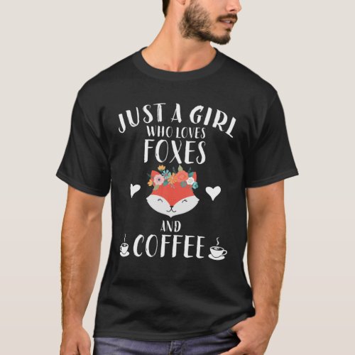 Just A Girl Who Loves Foxes And Coffee Funny Llama T_Shirt