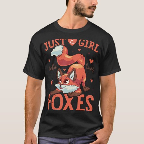 Just a Girl Who Loves Foxes Art Cute Fox Women T_Shirt
