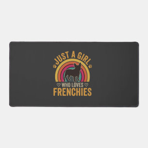 Just A Girl Who Loves Frenchies Retro Dog_1 Desk Mat