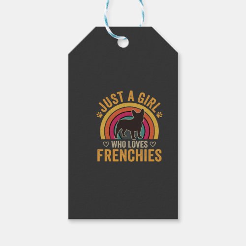 Just A Girl Who Loves Frenchies Retro Dog_1 Gift Tags