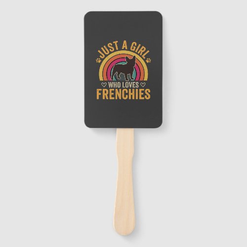 Just A Girl Who Loves Frenchies Retro Dog_1 Hand Fan