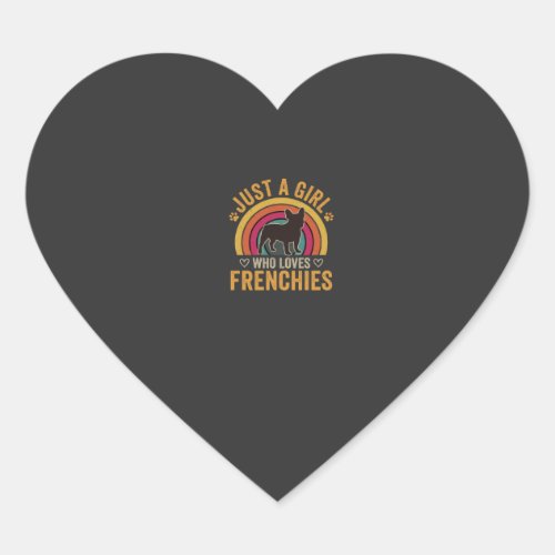 Just A Girl Who Loves Frenchies Retro Dog_1 Heart Sticker
