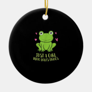 Just A Girl Who Loves Frogs Cute Frog Girl Ceramic Ornament