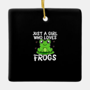 Just A Girl Who Loves Frogs Cute Green Frog Gift Ceramic Ornament