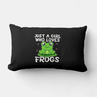 Just A Girl Who Loves Frogs | Cute Green Frog Gift Lumbar Pillow