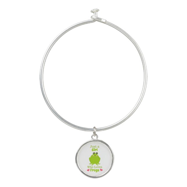 Just A Girl Who Loves Frogs Frog Lover Bangle Bracelet (Front)