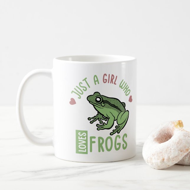 Just a girl who loves frogs Frog lover gifts Coffee Mug (With Donut)