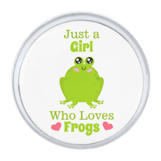 Just A Girl Who Loves Frogs Frog Lover Silver Finish Lapel Pin