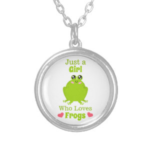 Just A Girl Who Loves Frogs Frog Lover Silver Plated Necklace