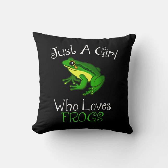 Just A Girl Who Loves Frogs Funny Frog Lover Throw Pillow (Front)