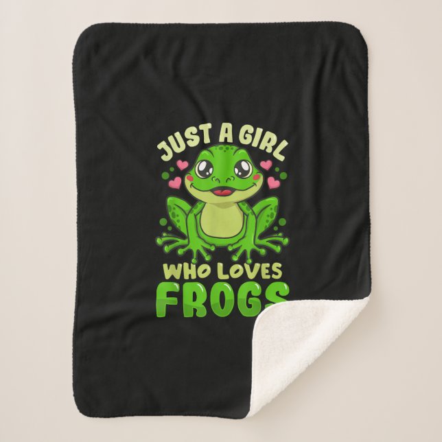 Just A Girl Who Loves Frogs | Funny Frog Lovers Sherpa Blanket (Front)