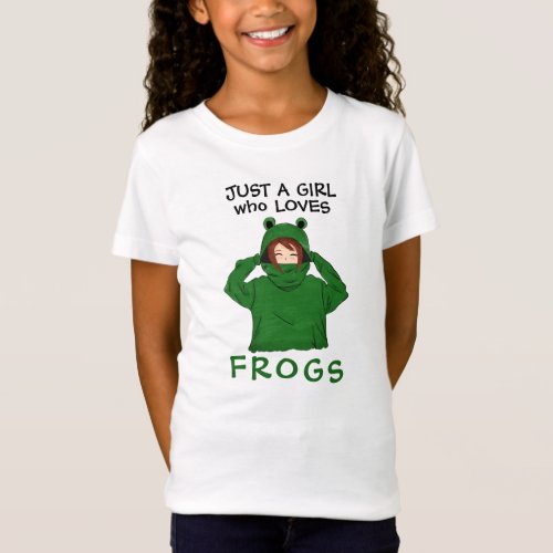 Just a Girl who Loves Frogs Green Frog  T_Shirt