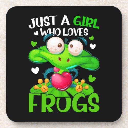 Just A Girl Who Loves Frogs Kids Girls Frog Beverage Coaster
