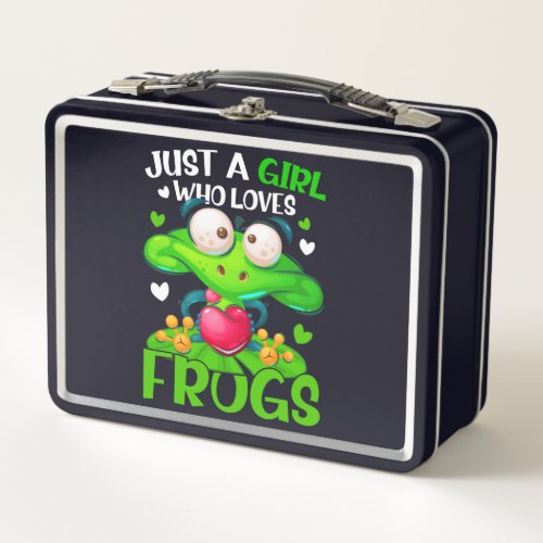Just A Girl Who Loves Frogs Kids Girls Frog Metal Lunch Box