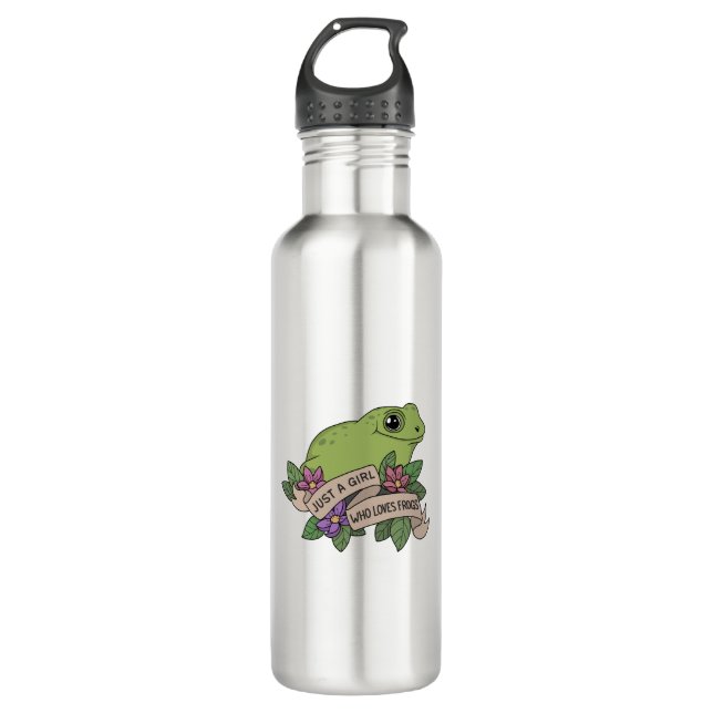 Just A Girl Who Loves Frogs Stainless Steel Water Bottle (Front)