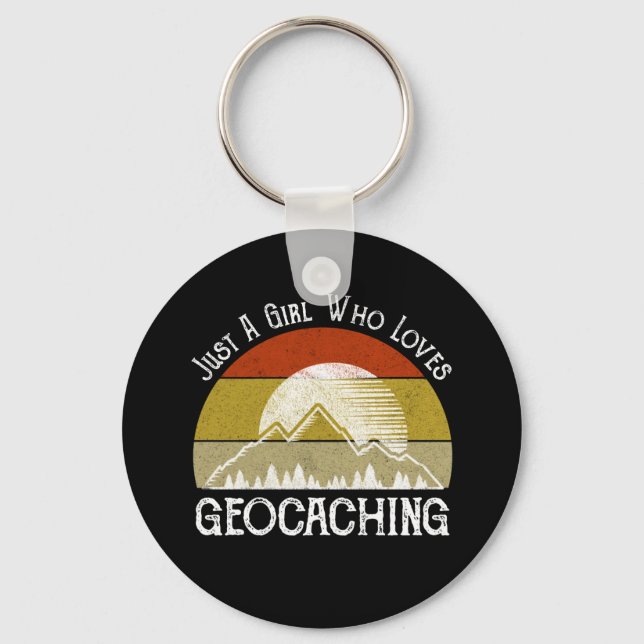 Just A Girl Who Loves Geocaching Keychain (Front)