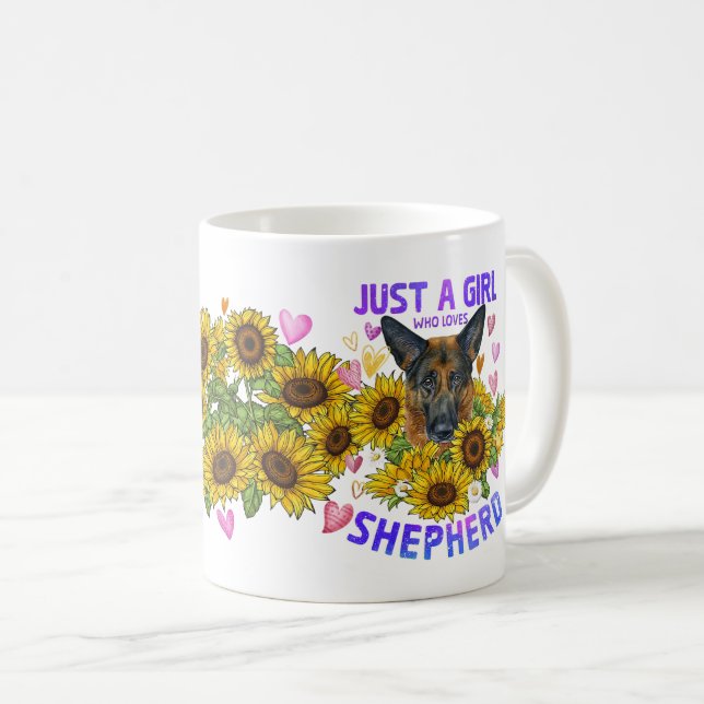 Just A Girl Who Loves German Shepherd Floral Coffe Coffee Mug (Front Right)