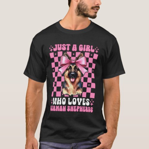 Just A Girl Who Loves German Shepherds Dog Pink Co T-Shirt