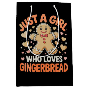 Just A Girl Who Loves Gingerbread Xmas Christmas Medium Gift Bag
