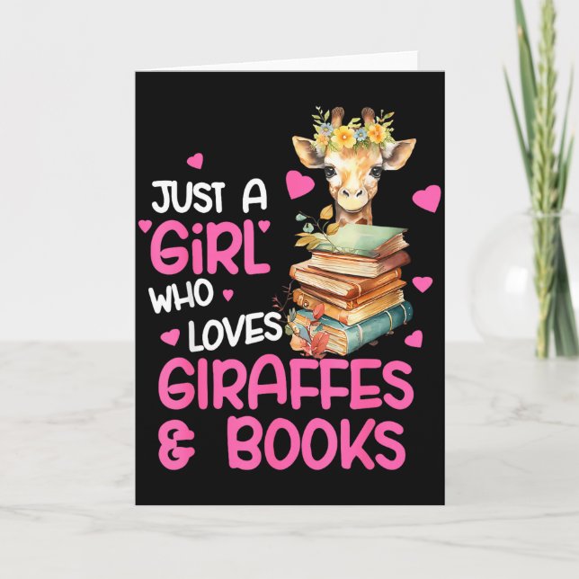 Just A Girl Who Loves Giraffes And Books Cute Read Card (Front)