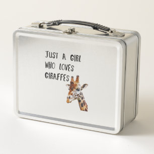 Just A Girl Who Loves Giraffes Cute Animal Giraffe Metal Lunch Box