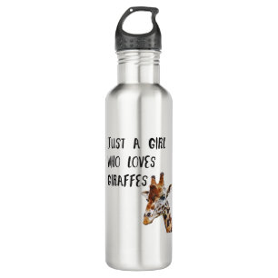 Just A Girl Who Loves Giraffes Cute Animal Giraffe Stainless Steel Water Bottle