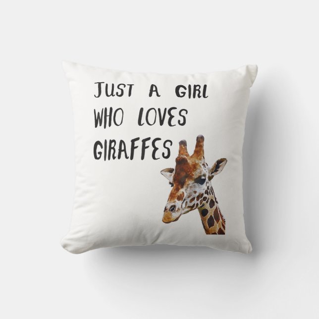 Just A Girl Who Loves Giraffes Cute Animal Giraffe Throw Pillow (Front)