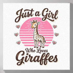 Just a Girl Who Loves Giraffes Vintage Shirt Desig Canvas Photo Tile