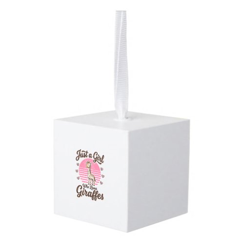 Just a Girl Who Loves Giraffes Vintage Shirt Desig Cube Ornament