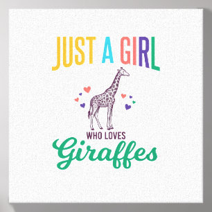 Just a Girl Who Loves Giraffes Vintage Vector Desi Canvas Photo Tile