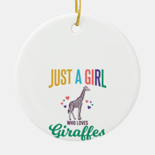 Just a Girl Who Loves Giraffes Vintage Vector Desi Ceramic Ornament