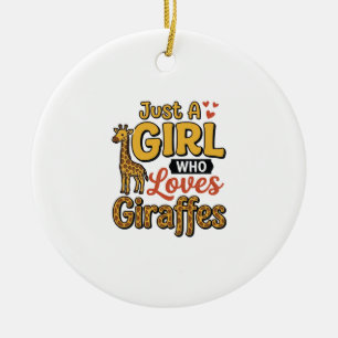 Just A Girl Who Loves Giraffes Vintage Vector Desi Ceramic Ornament