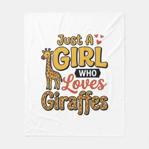 Just A Girl Who Loves Giraffes Vintage Vector Desi Fleece Blanket