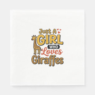 Just A Girl Who Loves Giraffes Vintage Vector Desi Napkins