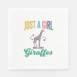 Just a Girl Who Loves Giraffes Vintage Vector Desi Napkins