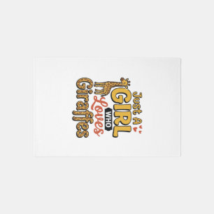 Just A Girl Who Loves Giraffes Vintage Vector Desi Rug