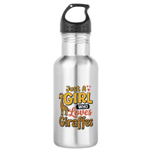 Just A Girl Who Loves Giraffes Vintage Vector Desi Stainless Steel Water Bottle
